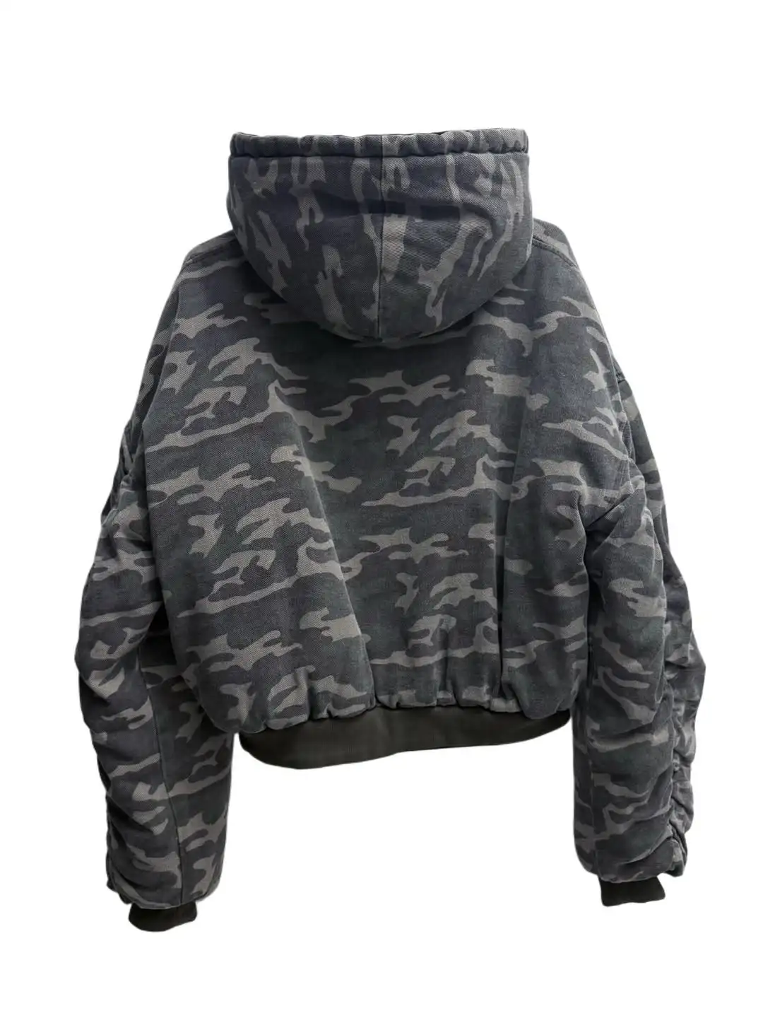 Mens Womens American Street Camouflage Cropped Zip Up Hoodie Loose Fit Drop Shoulder Reversible Jacket Casual Streetwear Top