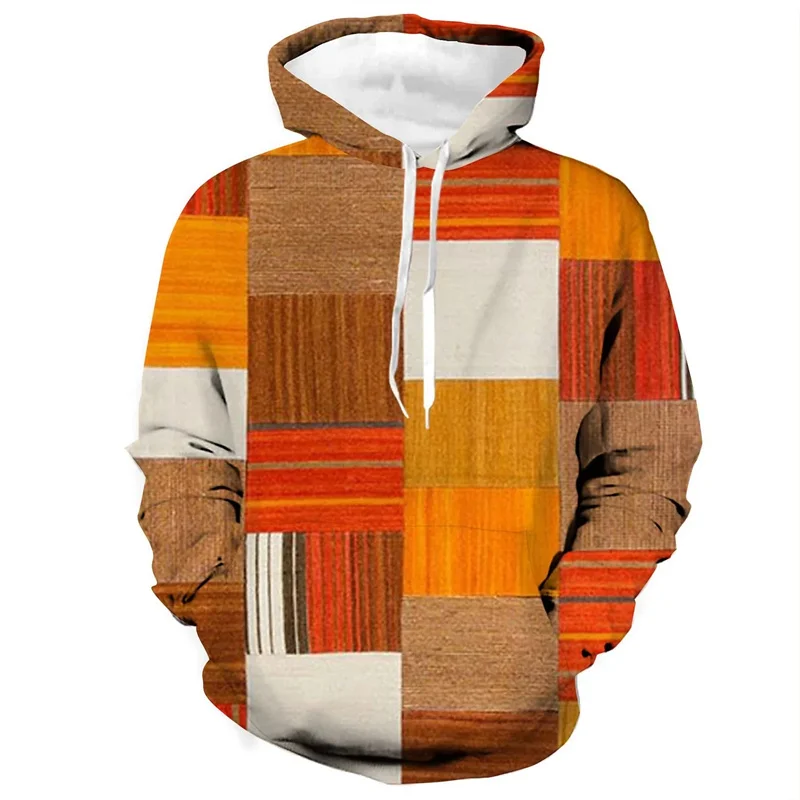 Retro Men's Clothing Hoodie 3D Printed Color Hoodie Long-sleeved Sweatshirt Men's Streetwear Unisex Casual Sweatshirt Tops