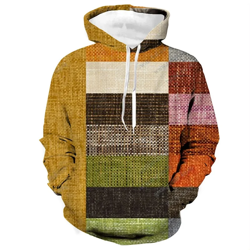 Retro Men's Clothing Hoodie 3D Printed Color Hoodie Long-sleeved Sweatshirt Men's Streetwear Unisex Casual Sweatshirt Tops