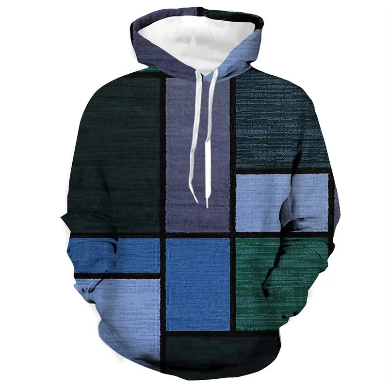 Retro Men's Clothing Hoodie 3D Printed Color Hoodie Long-sleeved Sweatshirt Men's Streetwear Unisex Casual Sweatshirt Tops