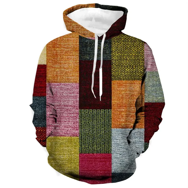 Retro Men's Clothing Hoodie 3D Printed Color Hoodie Long-sleeved Sweatshirt Men's Streetwear Unisex Casual Sweatshirt Tops
