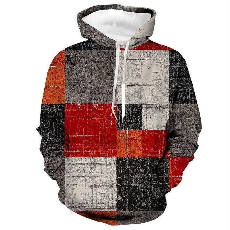 Retro Men's Clothing Hoodie 3D Printed Color Hoodie Long-sleeved Sweatshirt Men's Streetwear Unisex Casual Sweatshirt Tops