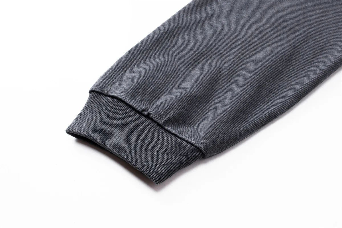 Spring Autumn New Fashion Men's American High Street Trendy Solid O-neck Hoodies Vintage Long Sleeved Fake 2 Sets of Clothing
