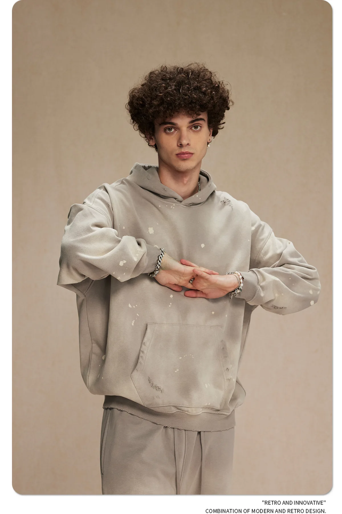 IEFB American Style Male Hoodies Make Old Spray Splash-ink Hole Design Men's Sweatshirt Winter Spring New Trendy Men Wear 9W123