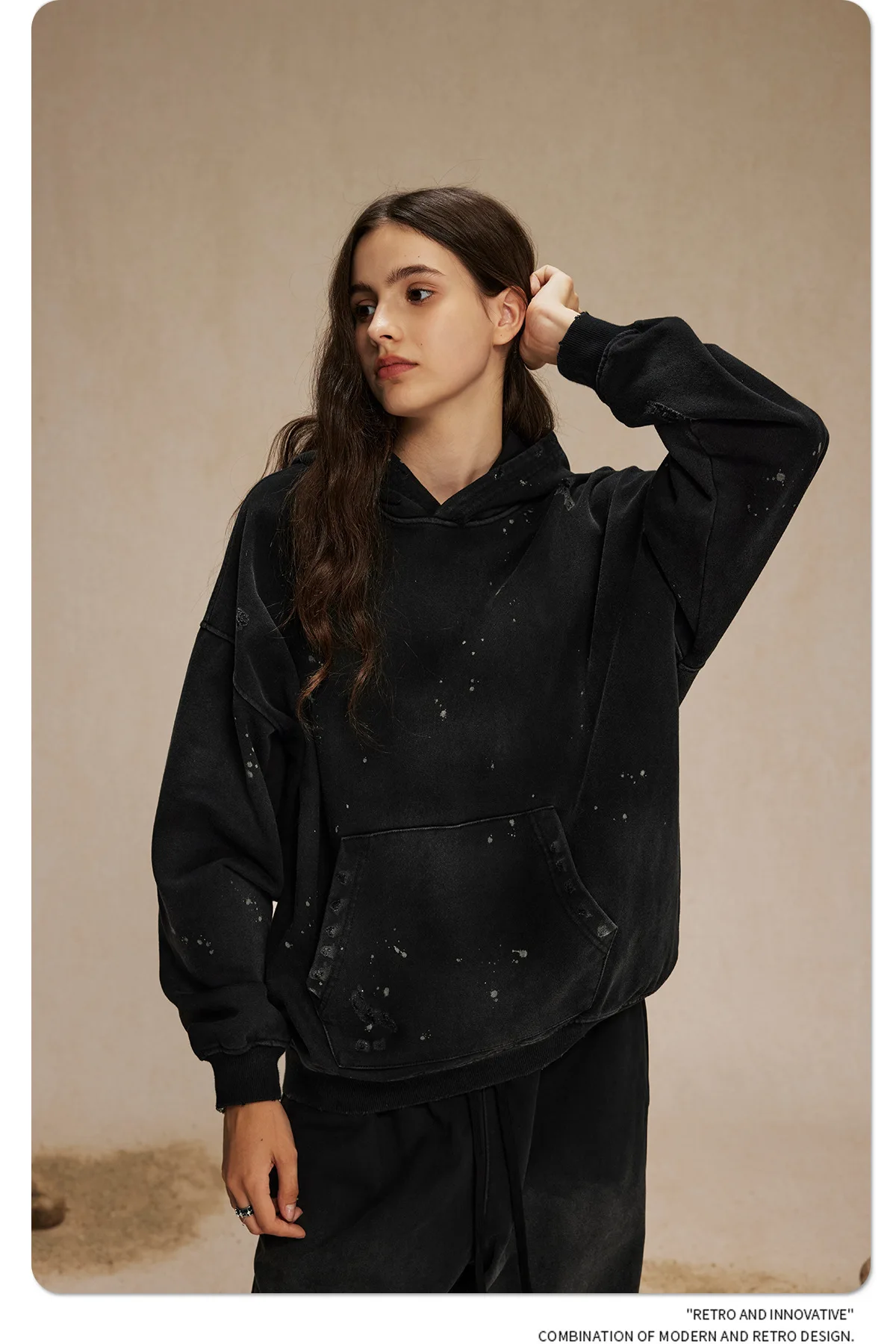 IEFB American Style Male Hoodies Make Old Spray Splash-ink Hole Design Men's Sweatshirt Winter Spring New Trendy Men Wear 9W123