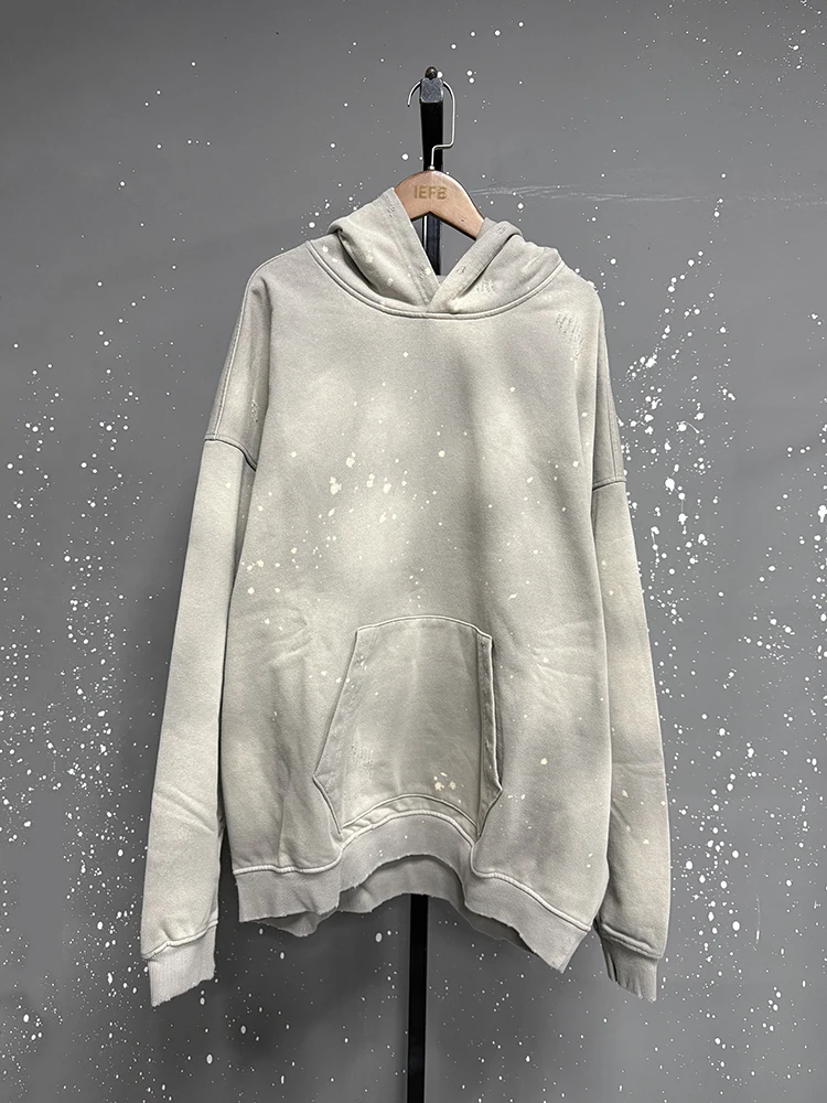 IEFB American Style Male Hoodies Make Old Spray Splash-ink Hole Design Men's Sweatshirt Winter Spring New Trendy Men Wear 9W123