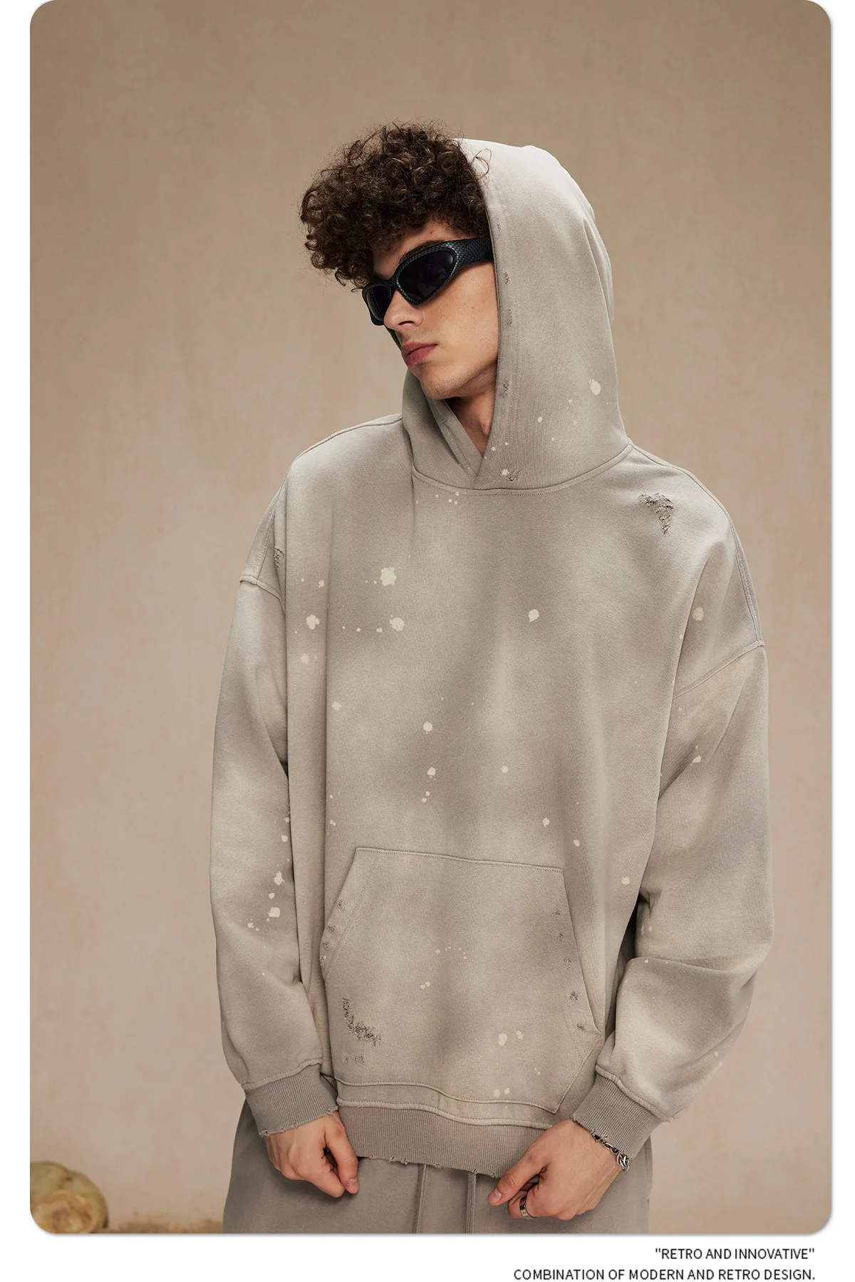 IEFB American Style Male Hoodies Make Old Spray Splash-ink Hole Design Men's Sweatshirt Winter Spring New Trendy Men Wear 9W123