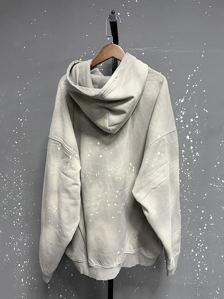 IEFB American Style Male Hoodies Make Old Spray Splash-ink Hole Design Men's Sweatshirt Winter Spring New Trendy Men Wear 9W123