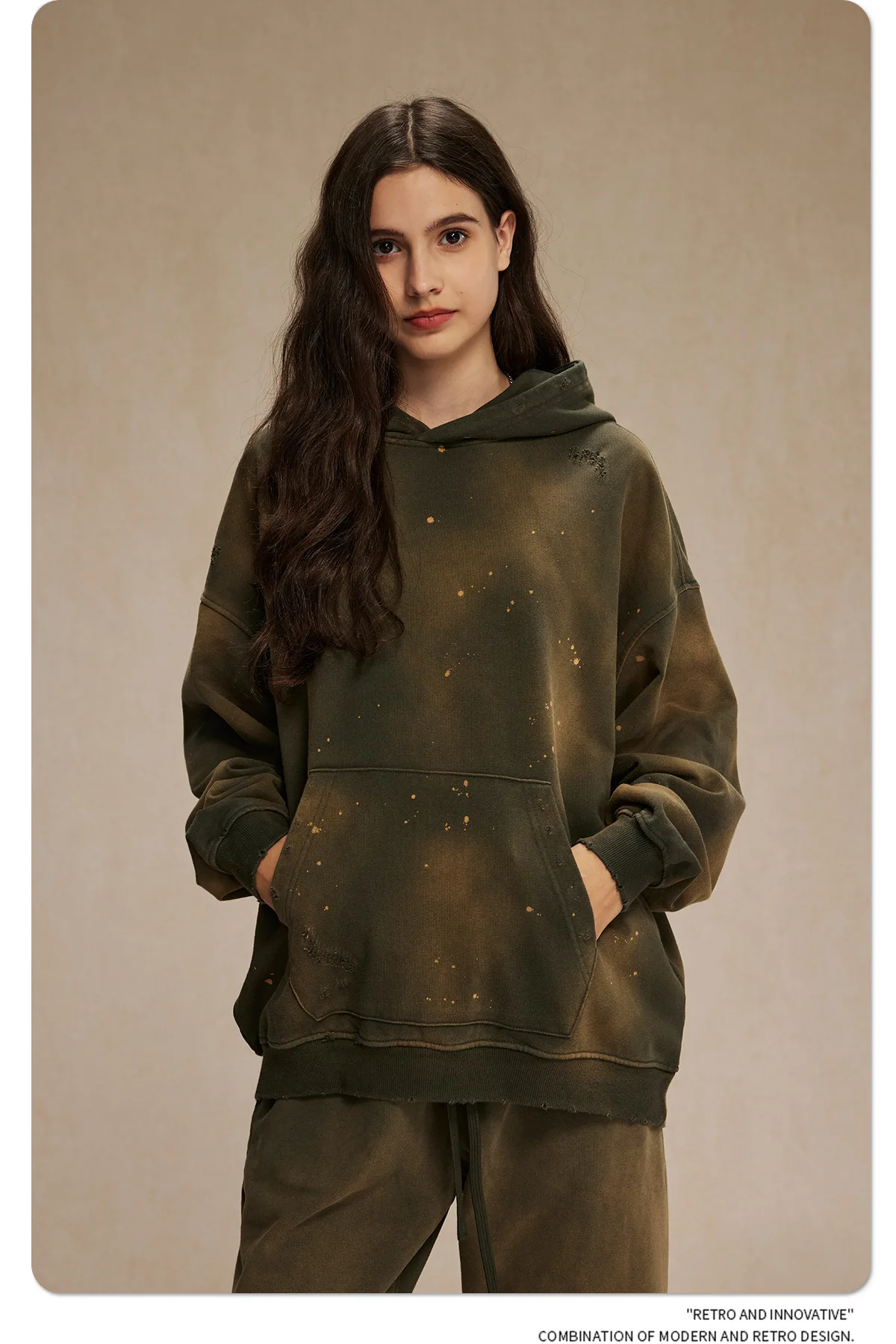 IEFB American Style Male Hoodies Make Old Spray Splash-ink Hole Design Men's Sweatshirt Winter Spring New Trendy Men Wear 9W123