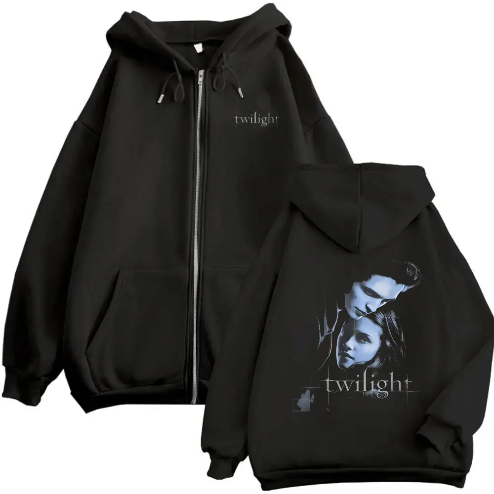 Twilight Saga Vampire Robert Pattinson Edward Cullen and Bella Zipper Hoodie Men Women's Casual Vintage Oversized Zip Up Jacket