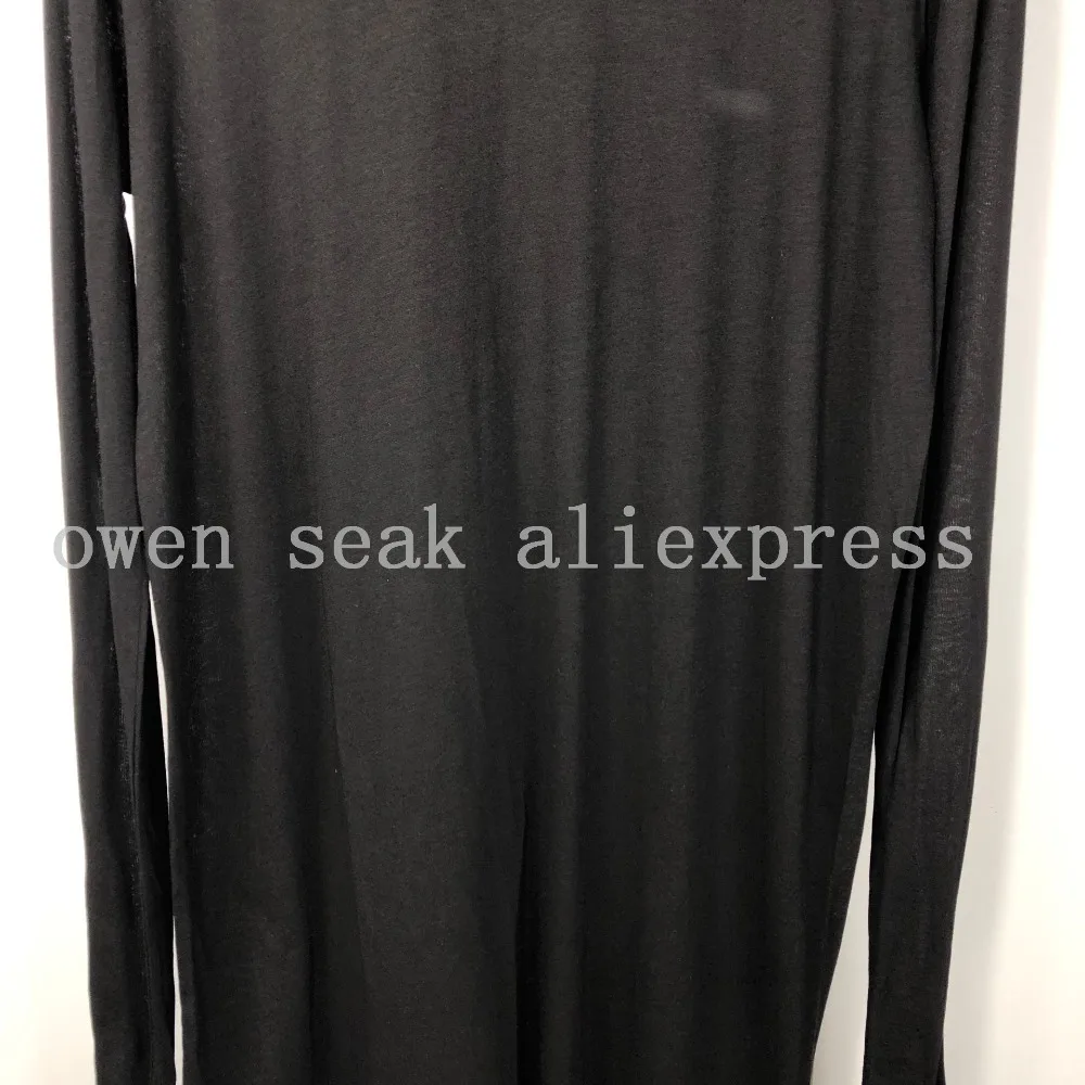 Owen Seak Men Bottoming Shirt 100% Cotton Gothic Style Women's Clothing Tops Tees Summer Women Casual Black Long Sweater Shirt