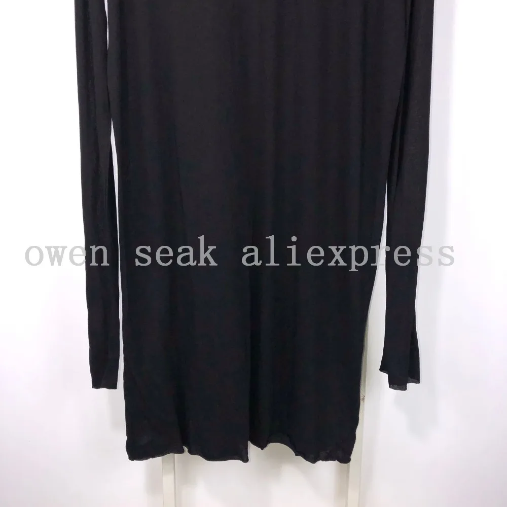 Owen Seak Men Bottoming Shirt 100% Cotton Gothic Style Women's Clothing Tops Tees Summer Women Casual Black Long Sweater Shirt