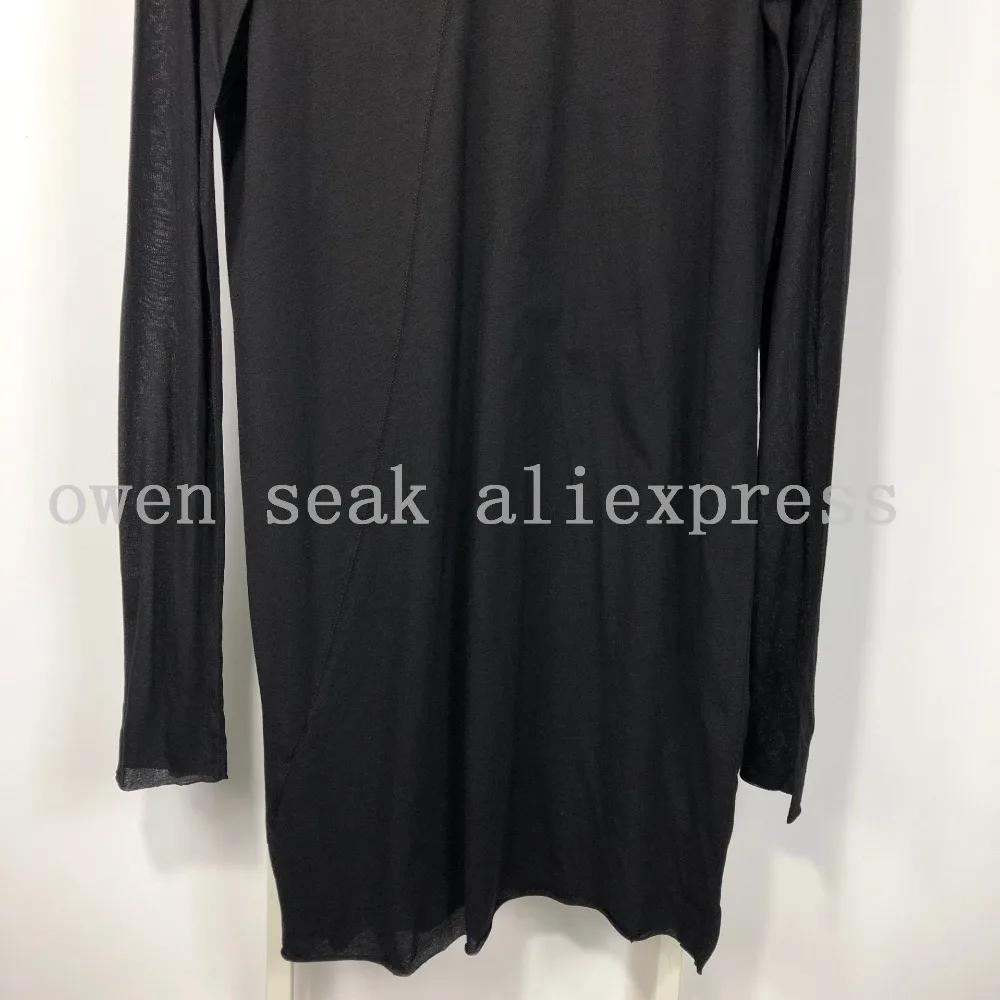 Owen Seak Men Bottoming Shirt 100% Cotton Gothic Style Women's Clothing Tops Tees Summer Women Casual Black Long Sweater Shirt