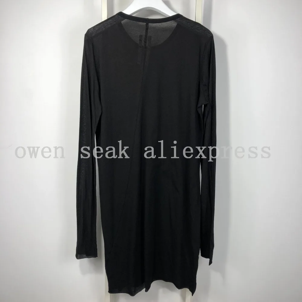 Owen Seak Men Bottoming Shirt 100% Cotton Gothic Style Women's Clothing Tops Tees Summer Women Casual Black Long Sweater Shirt
