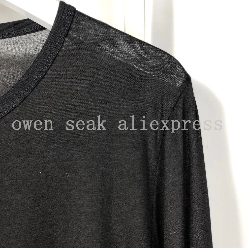 Owen Seak Men Bottoming Shirt 100% Cotton Gothic Style Women's Clothing Tops Tees Summer Women Casual Black Long Sweater Shirt