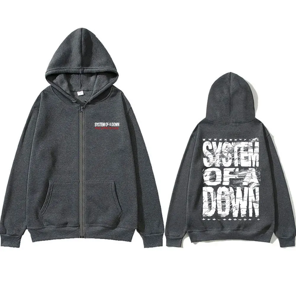 Vintage Rock Band System of A Down Mezmerize Print Zipper Hoodie Men Women Alternative Metal Music Zip Up Jacket Zip Up Hoodies
