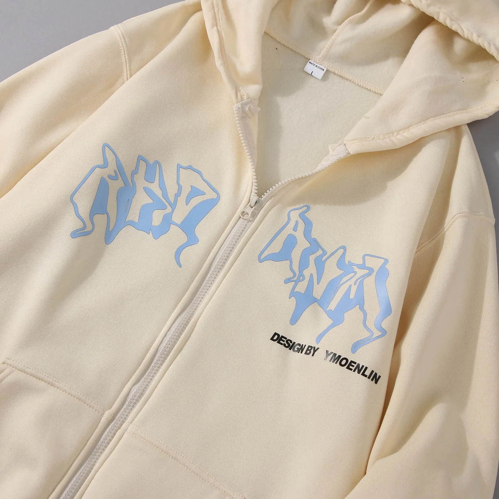 Jacket Zip Up Hoodies Hip Hop Sweatshirt Vintage Goth Print Hooded Jacket Street Fashion Unisex Drawstring Autumn Fleece Hoodie