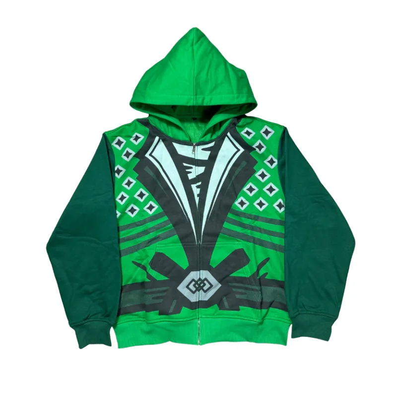 Y2K Japanese High Street Zipup Hoodie Ninja Casual Cosplay Print Anime Sweatshirt Daily Harajuku New Streetwear Unisex Boxy Tops