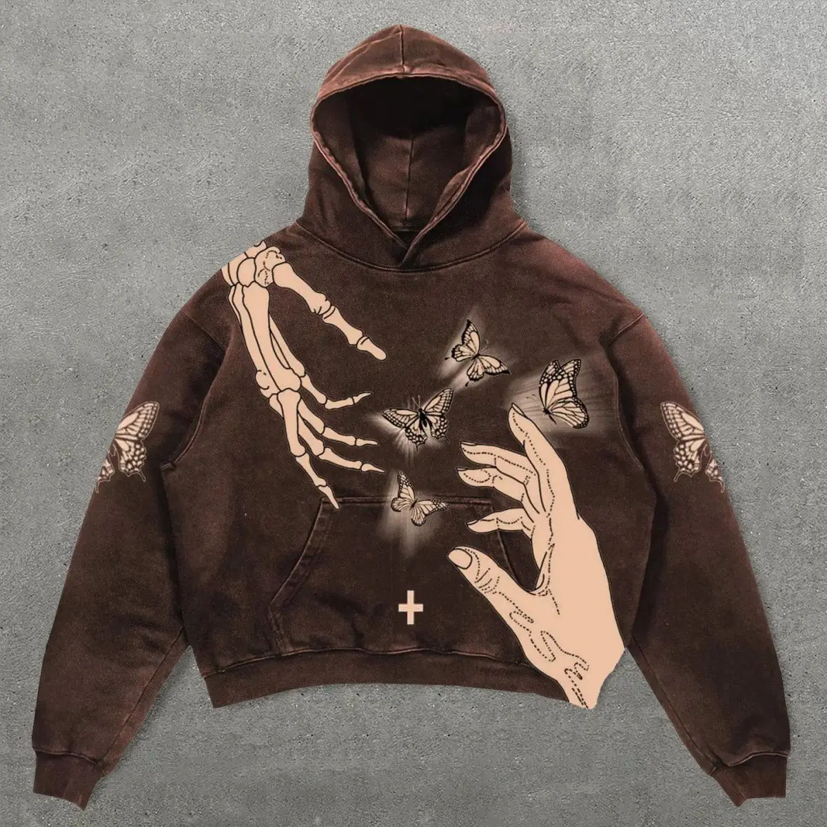 New Rock American Style Sweatshirts for Men Loose Hip Hop Y2k Clothes Korean Harajuku Fashion Simple Man Hoodies Novelty And In