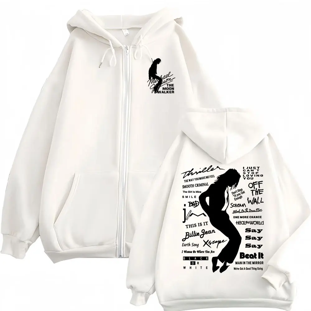 Michael Jackson King of Pop Zipper Hoodies Men Women Harajuku Streetwear Jacket Sweatshirts Casual Fleece Zip Up Pullovers Coats
