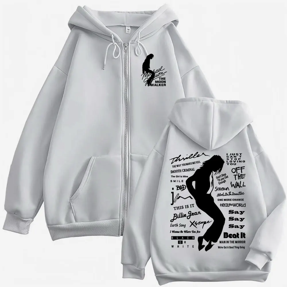 Michael Jackson King of Pop Zipper Hoodies Men Women Harajuku Streetwear Jacket Sweatshirts Casual Fleece Zip Up Pullovers Coats