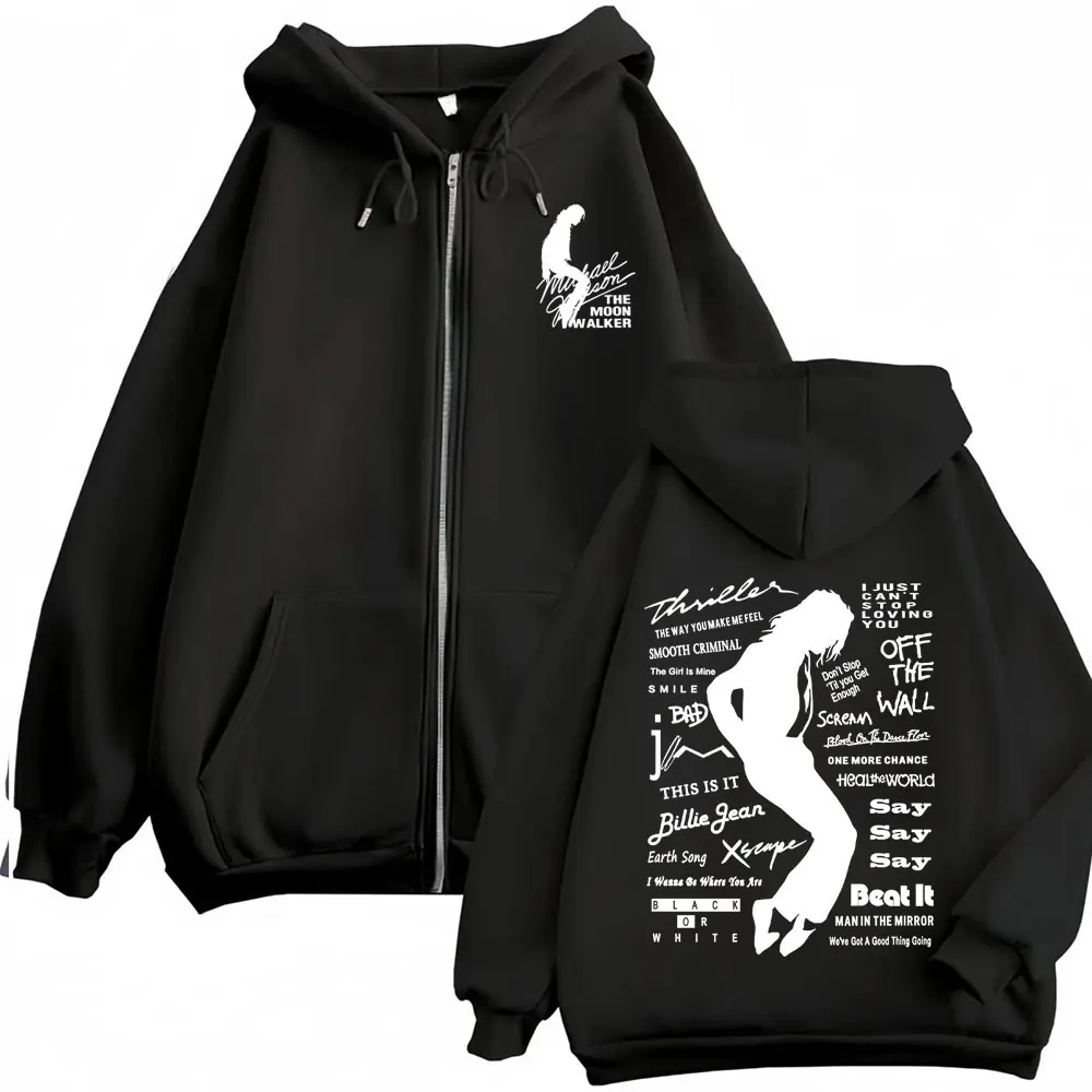Michael Jackson King of Pop Zipper Hoodies Men Women Harajuku Streetwear Jacket Sweatshirts Casual Fleece Zip Up Pullovers Coats
