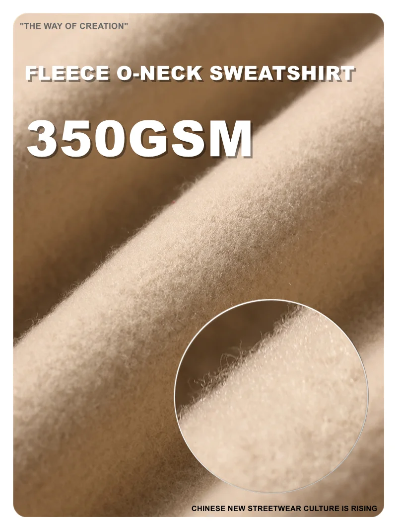 ZODF New 2025 Winter 350gsm Fleece Sweatshirts For Men Unisex Casual Loose Basic Solid O-Neck Thick Warm Pullovers HY0635