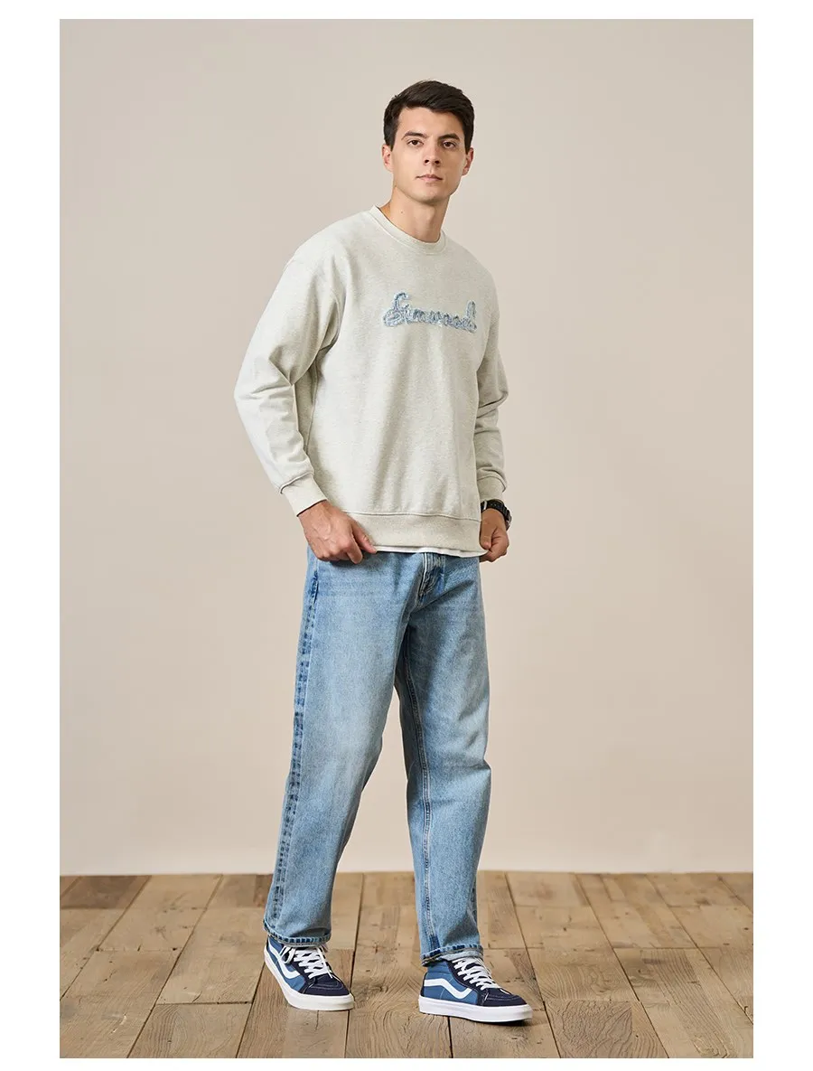 SIMWOOD High Standard Series 2026 Autumn New Oversize Letter Embroidery Sweatshirts Men 390g Fabric Pullovers Hoodies