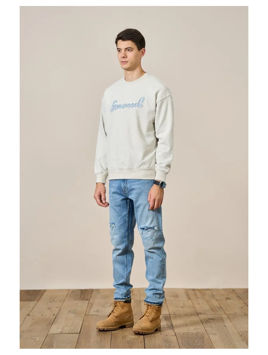SIMWOOD High Standard Series 2026 Autumn New Oversize Letter Embroidery Sweatshirts Men 390g Fabric Pullovers Hoodies