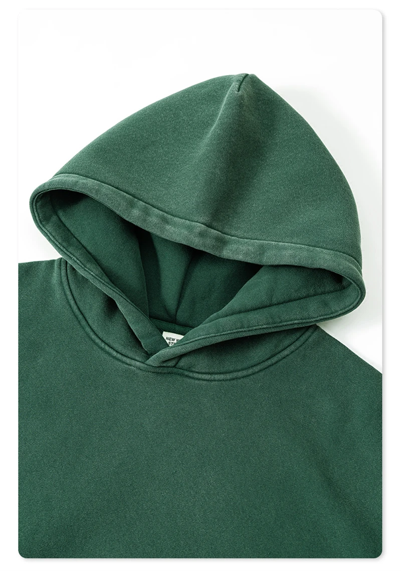 ZODF Retro Men's Winter Washed Fleece Hoodies Unisex Loose 360gsm Warm Knitted Hooded Pullovers Streetwears HY0887
