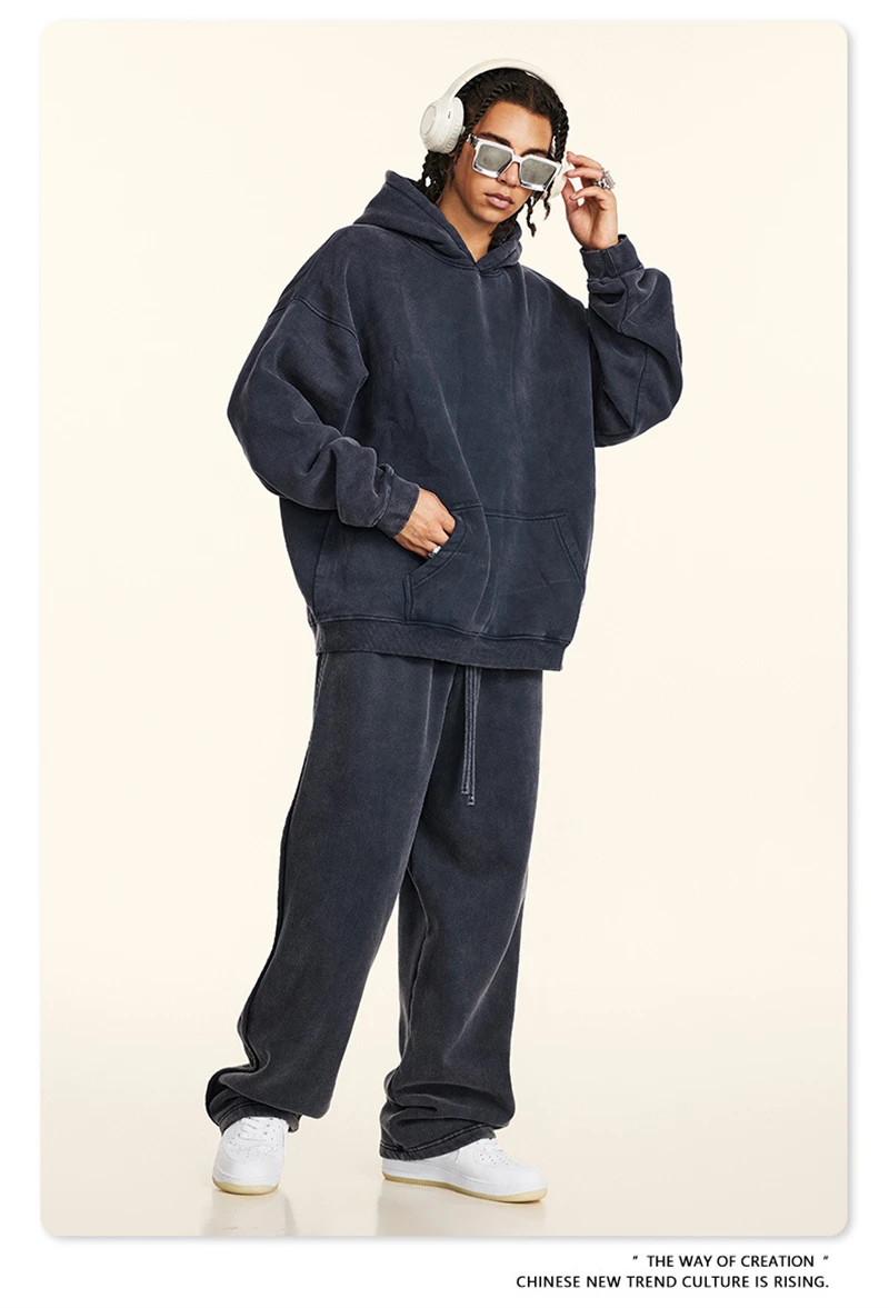 ZODF Retro Men's Winter Washed Fleece Hoodies Unisex Loose 360gsm Warm Knitted Hooded Pullovers Streetwears HY0887