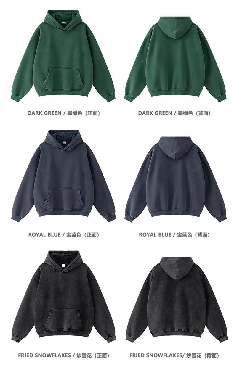 ZODF Retro Men's Winter Washed Fleece Hoodies Unisex Loose 360gsm Warm Knitted Hooded Pullovers Streetwears HY0887