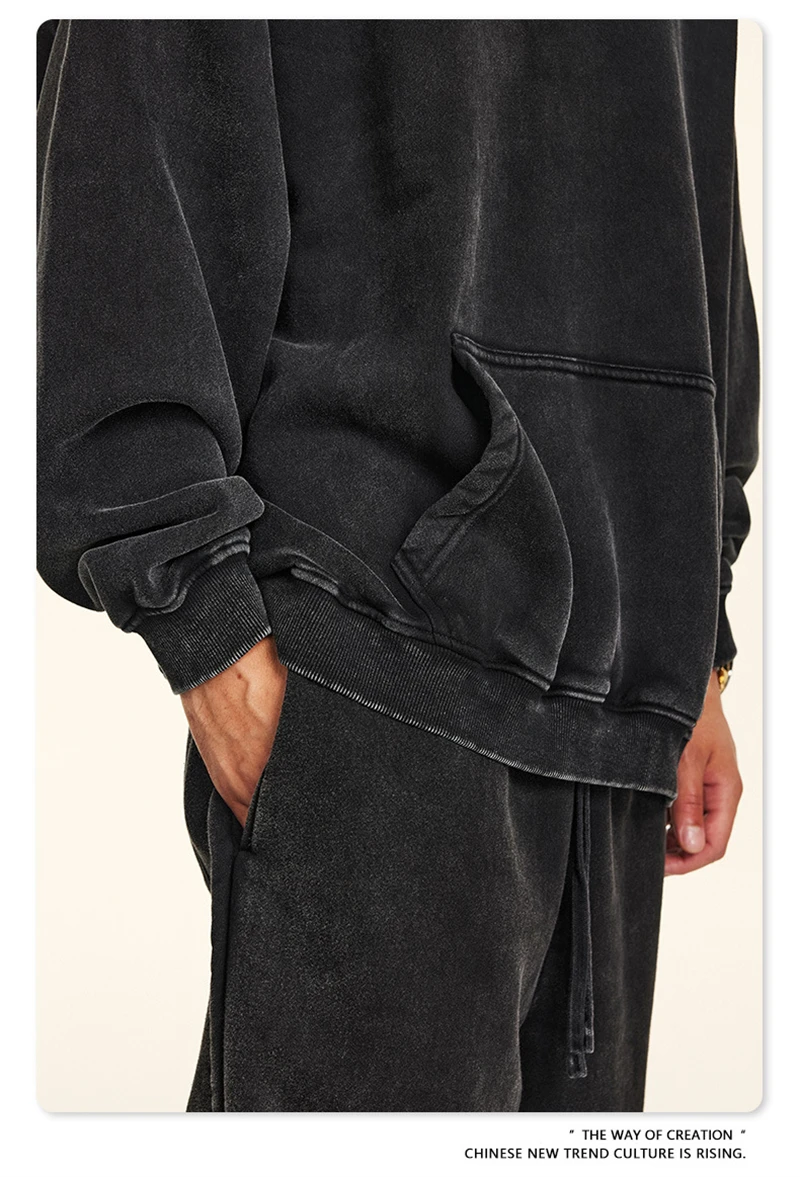 ZODF Retro Men's Winter Washed Fleece Hoodies Unisex Loose 360gsm Warm Knitted Hooded Pullovers Streetwears HY0887