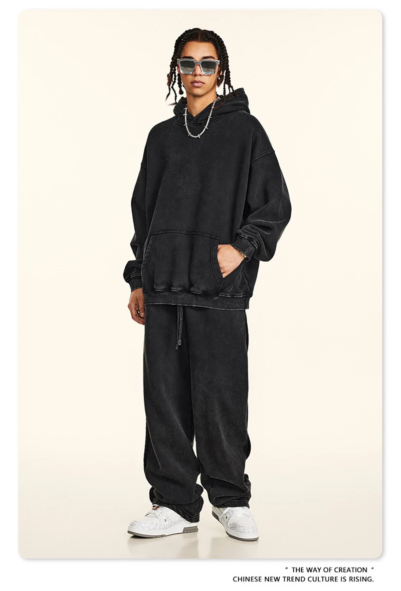 ZODF Retro Men's Winter Washed Fleece Hoodies Unisex Loose 360gsm Warm Knitted Hooded Pullovers Streetwears HY0887