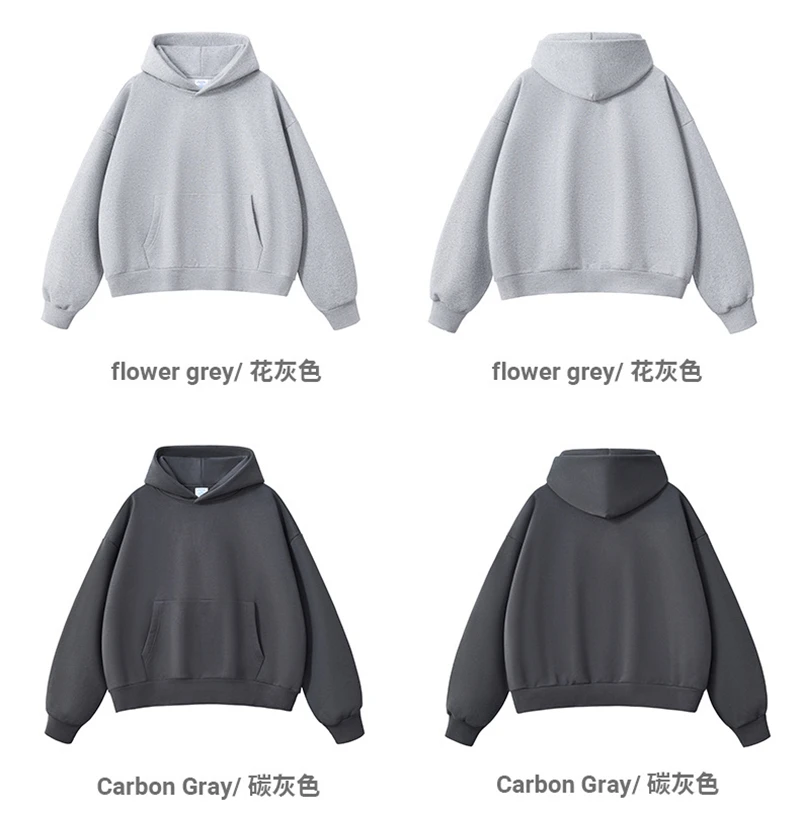 ZODF Fashion Winter Men 500gsm Fleece Hoodies Unisex Loose Fit Heavy Weight Thick Warm Hooded Pullovers Coats Streetwears HY0045
