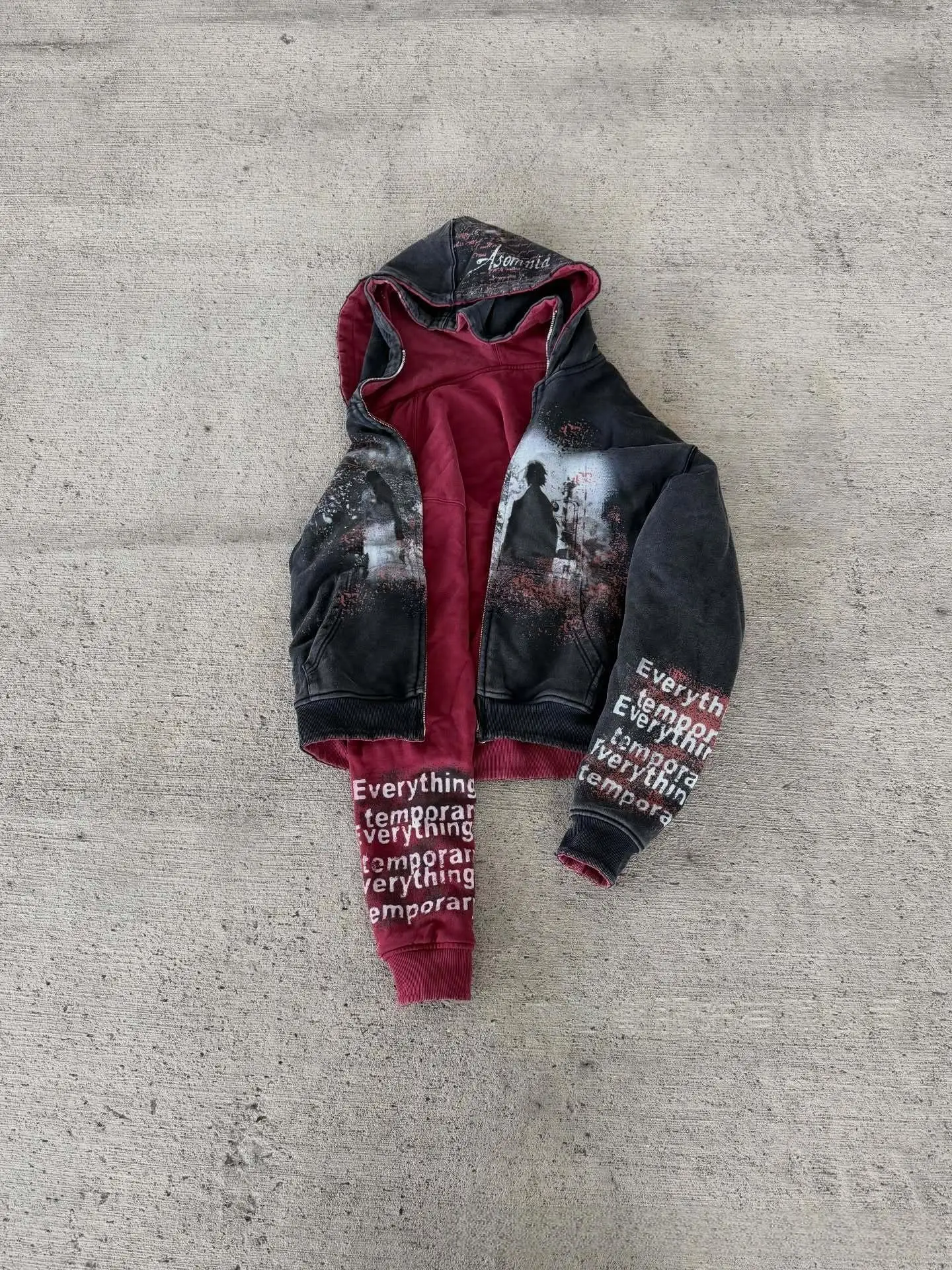 Unisex Y2K Heavyweight Hoodie Double-Sided Print Dark Grunge Harajuku Streetwear Personalized Design for Niche Market