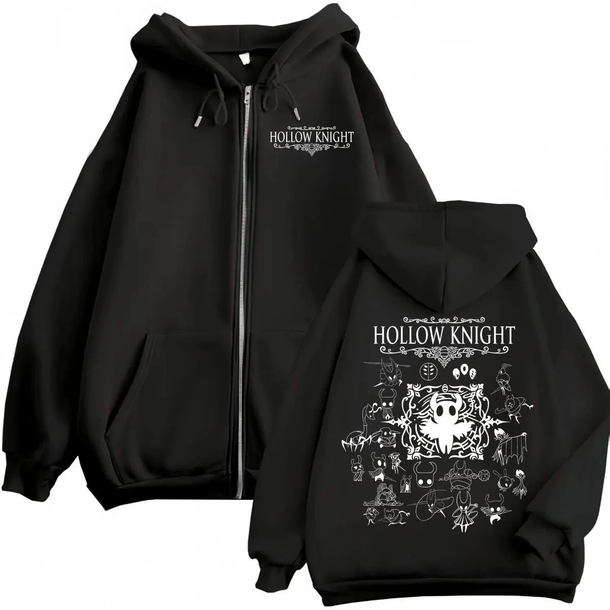 Hot Game Hollow Knight Merch Zipper Hoodie Men Women Fashion Vintage Hooded Sweatshirts High Quality Fleece Oversized Pullovers