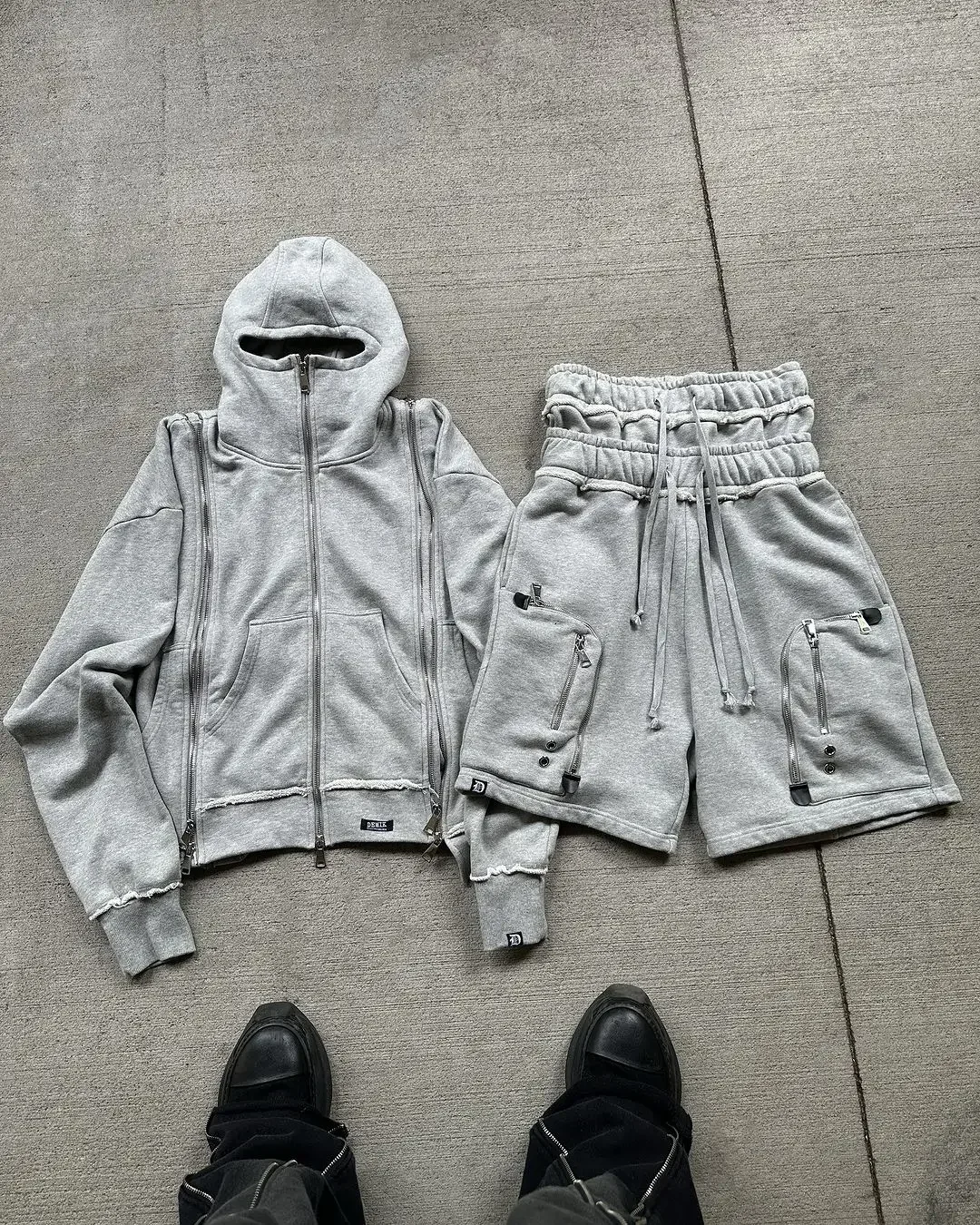 Man Set American Style Suit Zipper Cardigan Hoodie Casual Sports High Street Hip Hop Streetwear American Style Unisex Multi Zip