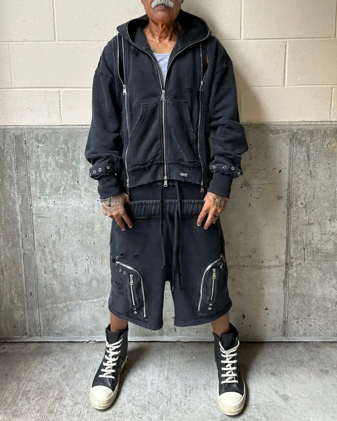 Man Set American Style Suit Zipper Cardigan Hoodie Casual Sports High Street Hip Hop Streetwear American Style Unisex Multi Zip