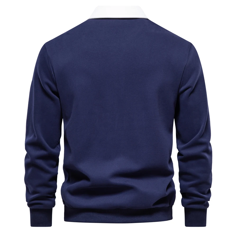 2023 New Autumn Fashion Design Polo Neck Sweatshirts for Men Casual and Social Wear Quality Cotton Mens Sweatshirts