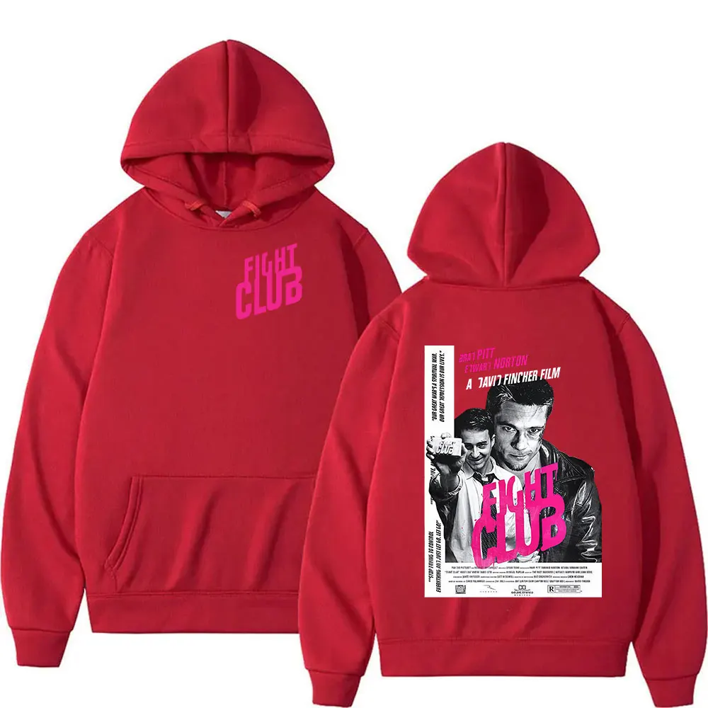 Movie Fight Club Merch Hoodie Men's Vintage Hip Hop Pullover Sweatshirt Unisex Long Sleeve Fashion Oversized Hoodies Streetwear