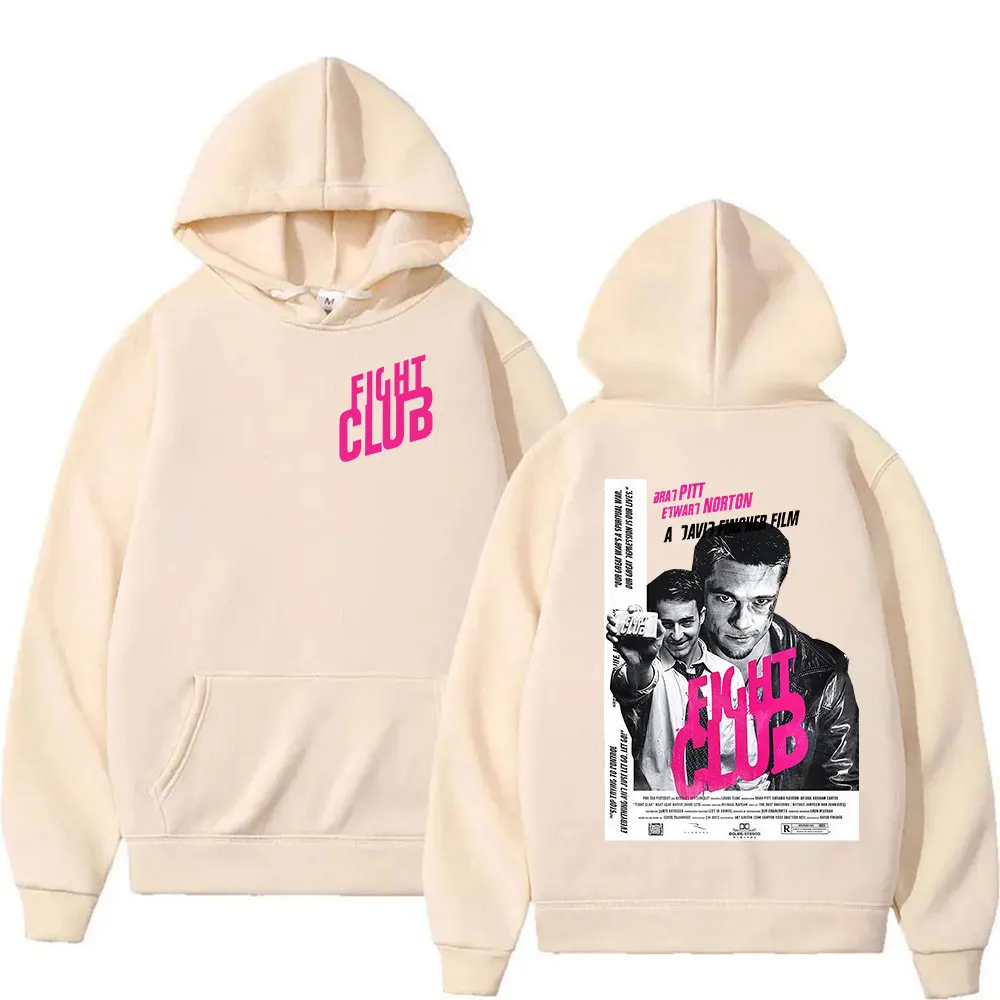 Movie Fight Club Merch Hoodie Men's Vintage Hip Hop Pullover Sweatshirt Unisex Long Sleeve Fashion Oversized Hoodies Streetwear