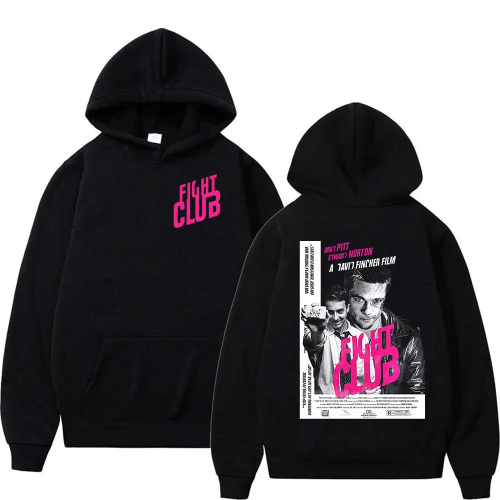 Movie Fight Club Merch Hoodie Men's Vintage Hip Hop Pullover Sweatshirt Unisex Long Sleeve Fashion Oversized Hoodies Streetwear