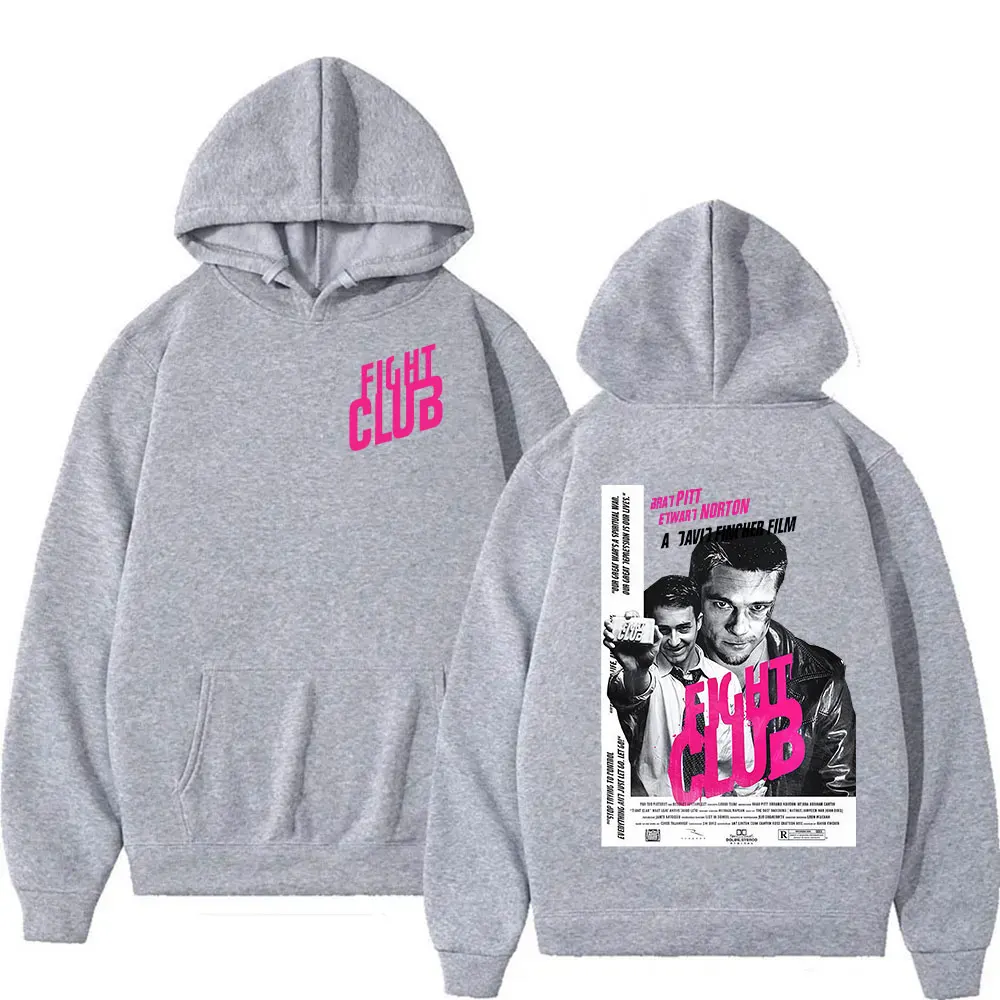 Movie Fight Club Merch Hoodie Men's Vintage Hip Hop Pullover Sweatshirt Unisex Long Sleeve Fashion Oversized Hoodies Streetwear