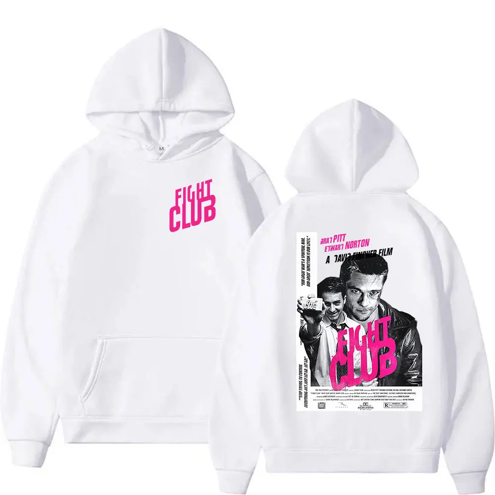Movie Fight Club Merch Hoodie Men's Vintage Hip Hop Pullover Sweatshirt Unisex Long Sleeve Fashion Oversized Hoodies Streetwear