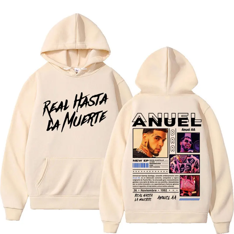 Rapper Anuel AA Real Hasta La Muerte Hoodies Men Women Hip Hop Retro Style Sweatshirt Pullover Harajuku Fashion Oversized Hooded