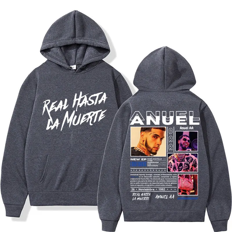 Rapper Anuel AA Real Hasta La Muerte Hoodies Men Women Hip Hop Retro Style Sweatshirt Pullover Harajuku Fashion Oversized Hooded