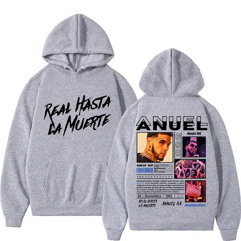 Rapper Anuel AA Real Hasta La Muerte Hoodies Men Women Hip Hop Retro Style Sweatshirt Pullover Harajuku Fashion Oversized Hooded