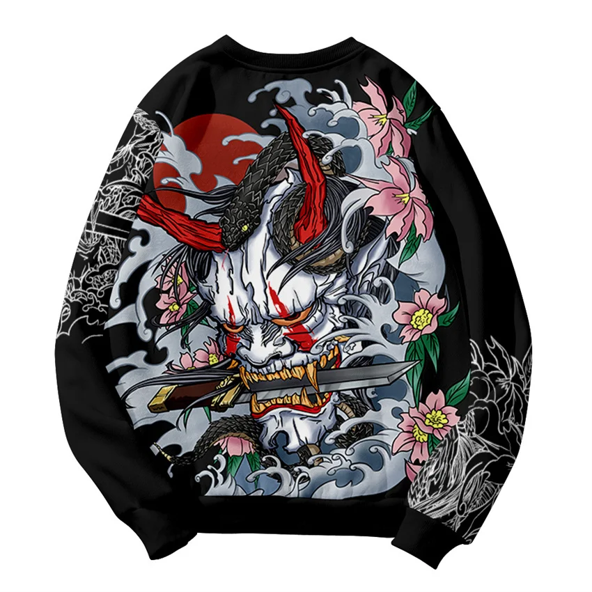 Chinese Dragon Print Hoodie Sweatshirt Autumn Japanese Casual Oversized Sweatshirts Hip Hop Pullover Women Men Clothing