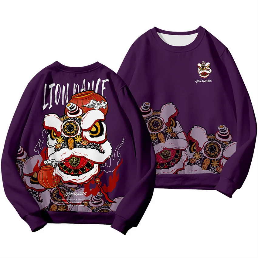 Chinese Dragon Print Hoodie Sweatshirt Autumn Japanese Casual Oversized Sweatshirts Hip Hop Pullover Women Men Clothing